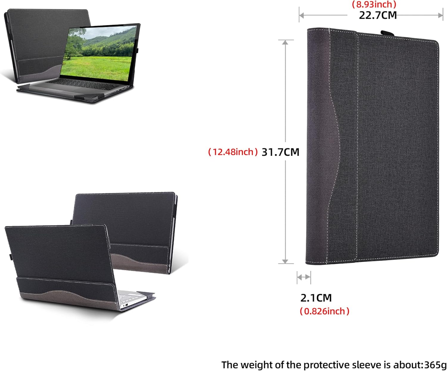 Laptop Cover for Dell Inspiron 14 Plus 7430|7420 Laptop 2-in-1 14"| Inspiron 14 Pro 5420 5430 7425 5425 All-Inclusive Drop-Proof Case 14" PU Leather Inner Pocket Cover (Gray)