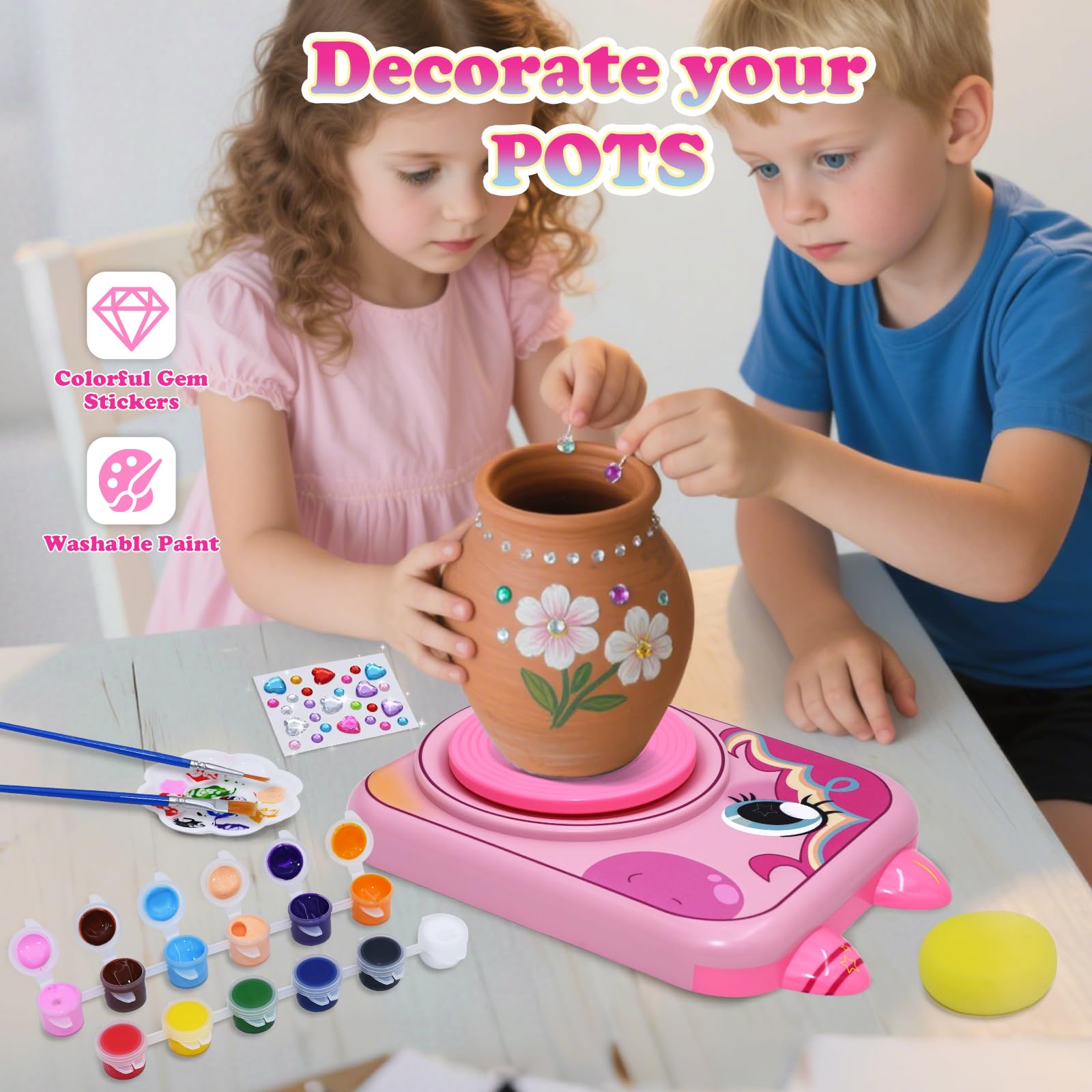 Unicorn Pottery Wheel Kit for Kids - Air Dry Clay -5