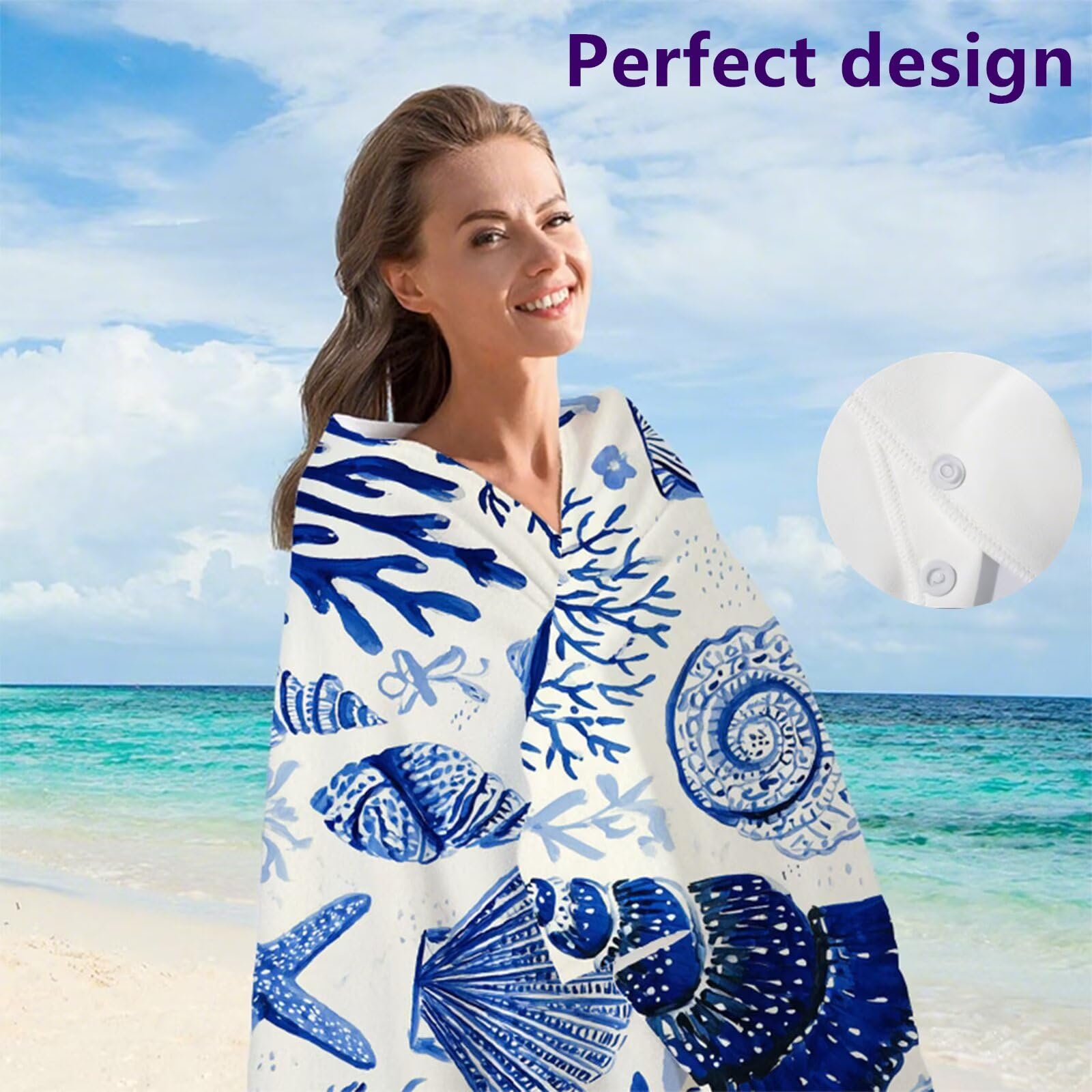 Telo Mare Microfibra 90x180 cm Telo Mare Grande, Asciugamano Palestra Assorbente Asciugatura Rapida, Asciugamano Mare Antisabbi Stuoia Spiaggia per Piscina, Campeggio, Viaggio - Blu Nordico G1-164