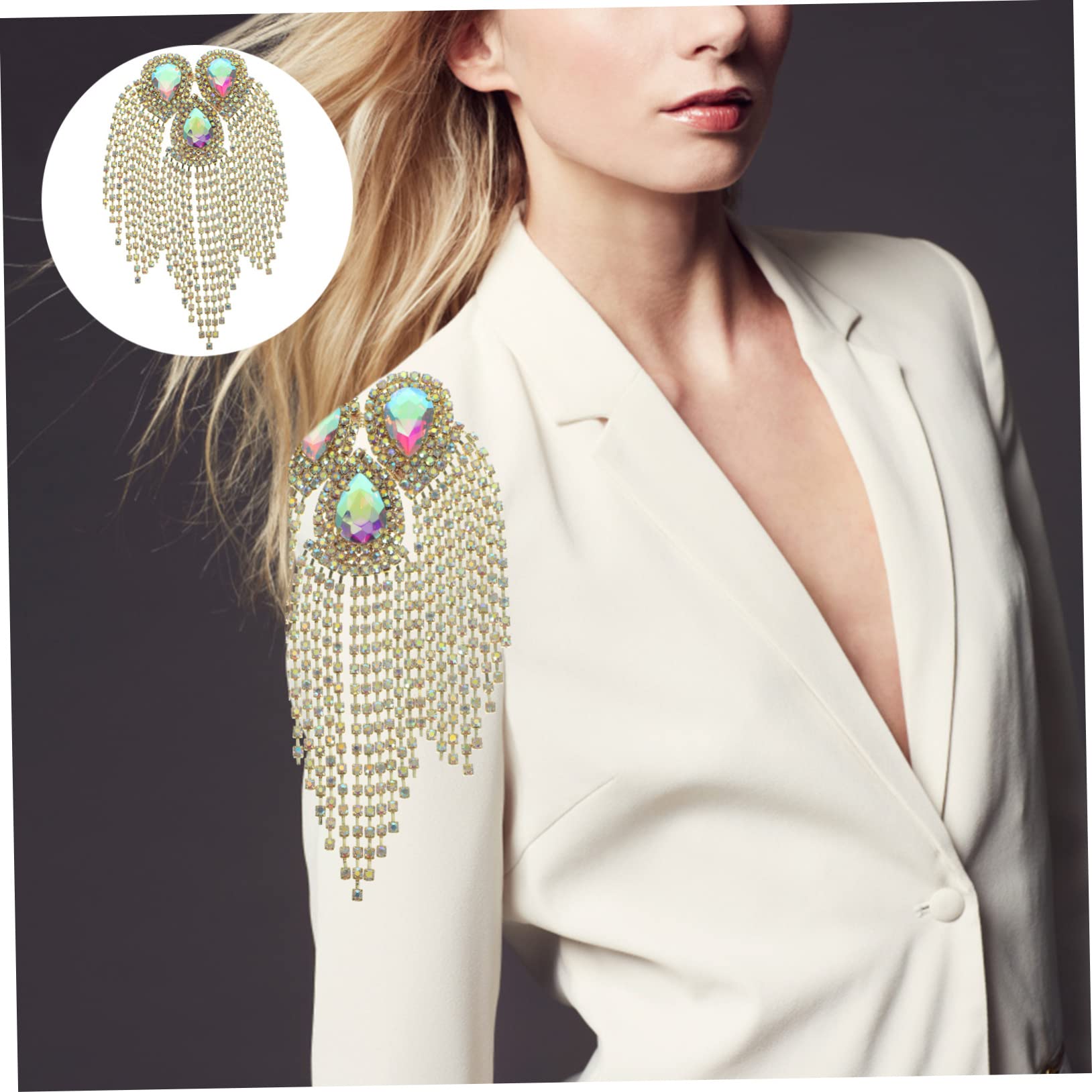 TEHAUX 3pezzi Spilla Decorativa Strass Con Frange Per Abbigliamento Accessorio Per Applique Per Giacche e Vestiti Base Ab