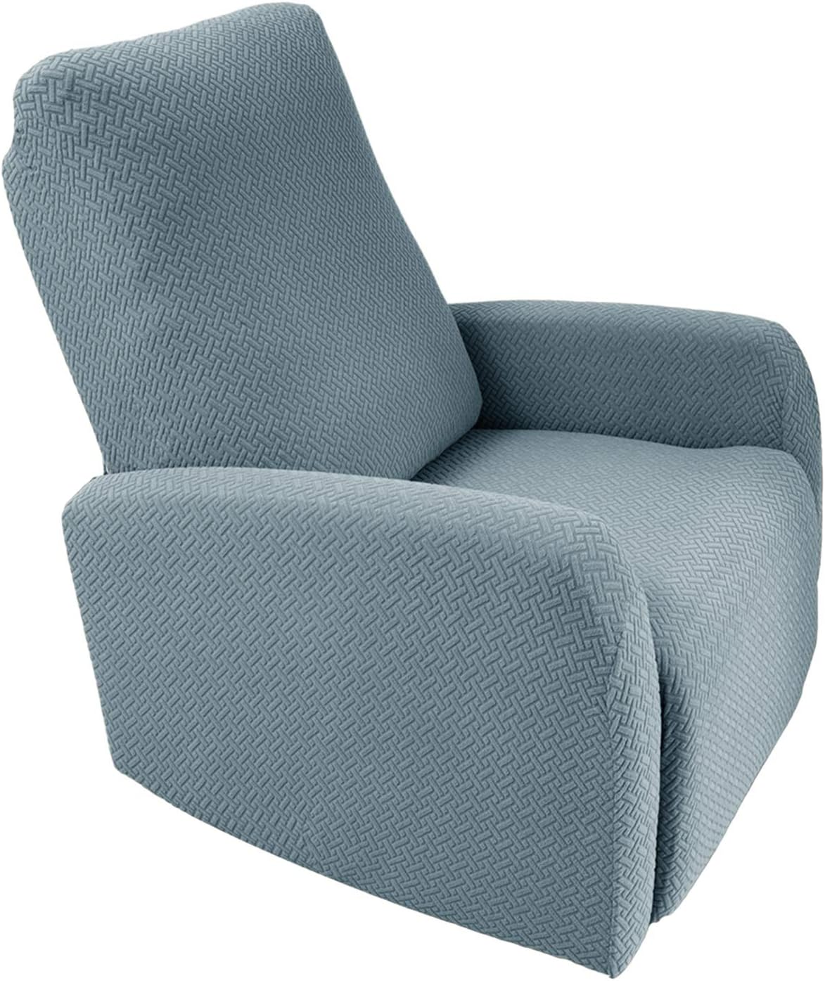 4 Pieces Stretch Recliner Chair Cover Polyester and Spandex Upgrade Pattern Couch Covers Dog Cat Pet Slipcovers Furniture Protectors，Machine Washable (Recliner, Stone Blue)