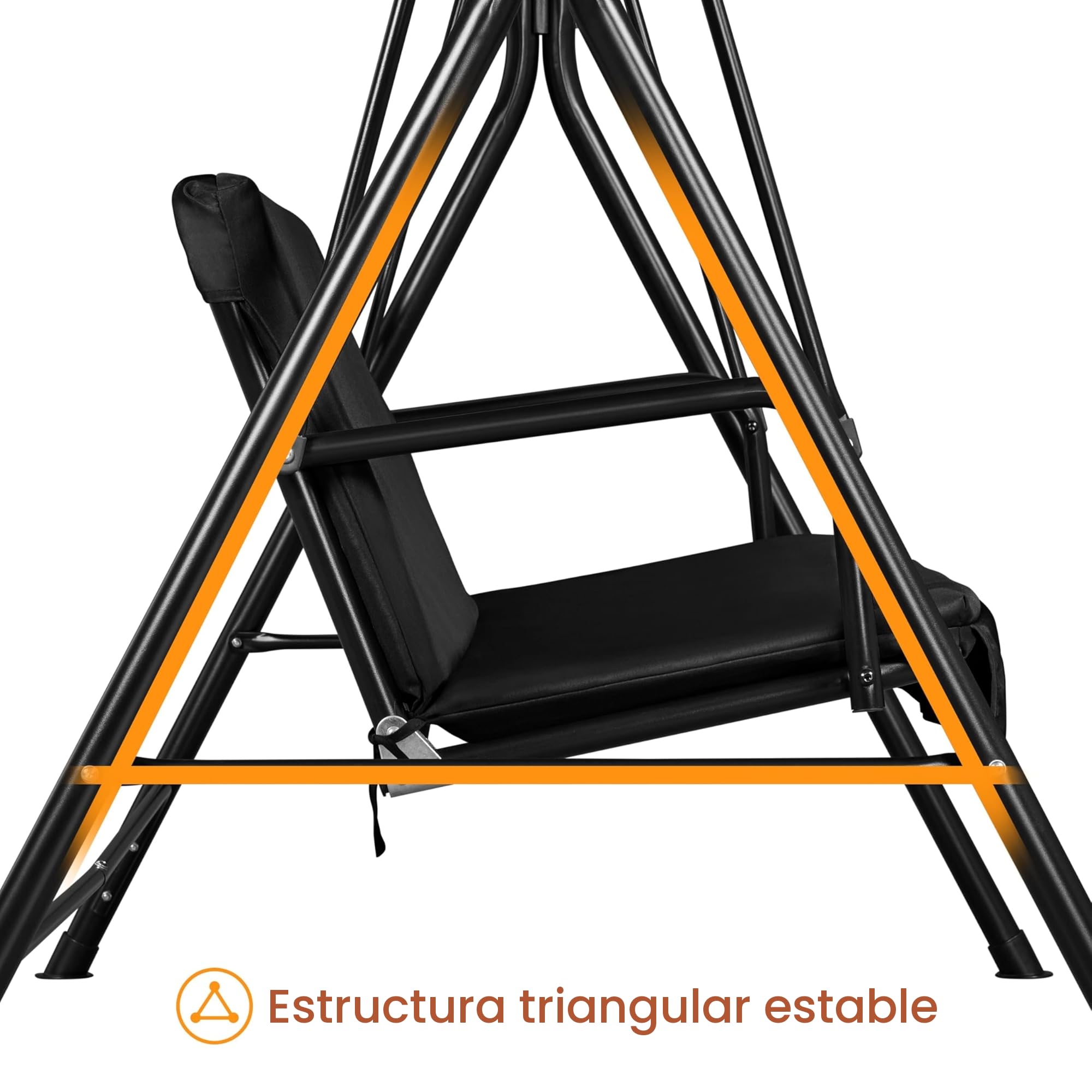Yaheetech Columpio con Dosel Balancín de Jardín Exterior de 3 Plazas con Cojín Extraíble y Toldo Ajustable en Ángulo Impermeable Carga Máx.250kg Negro