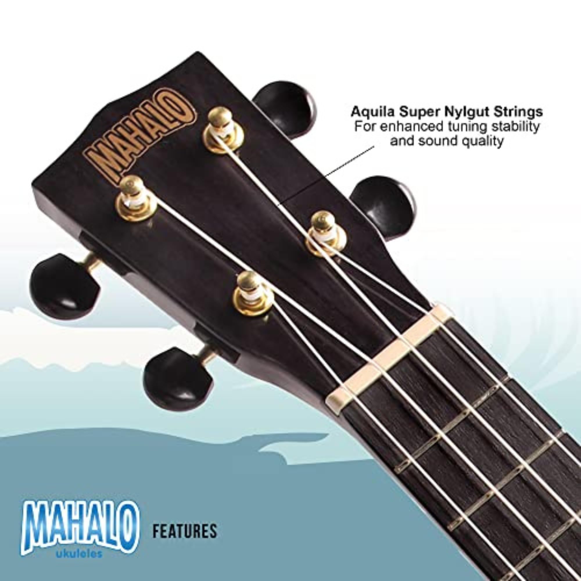 Mahalo-Hano-Hano-Ukulele-Konzert 2 Transparent Schwarz