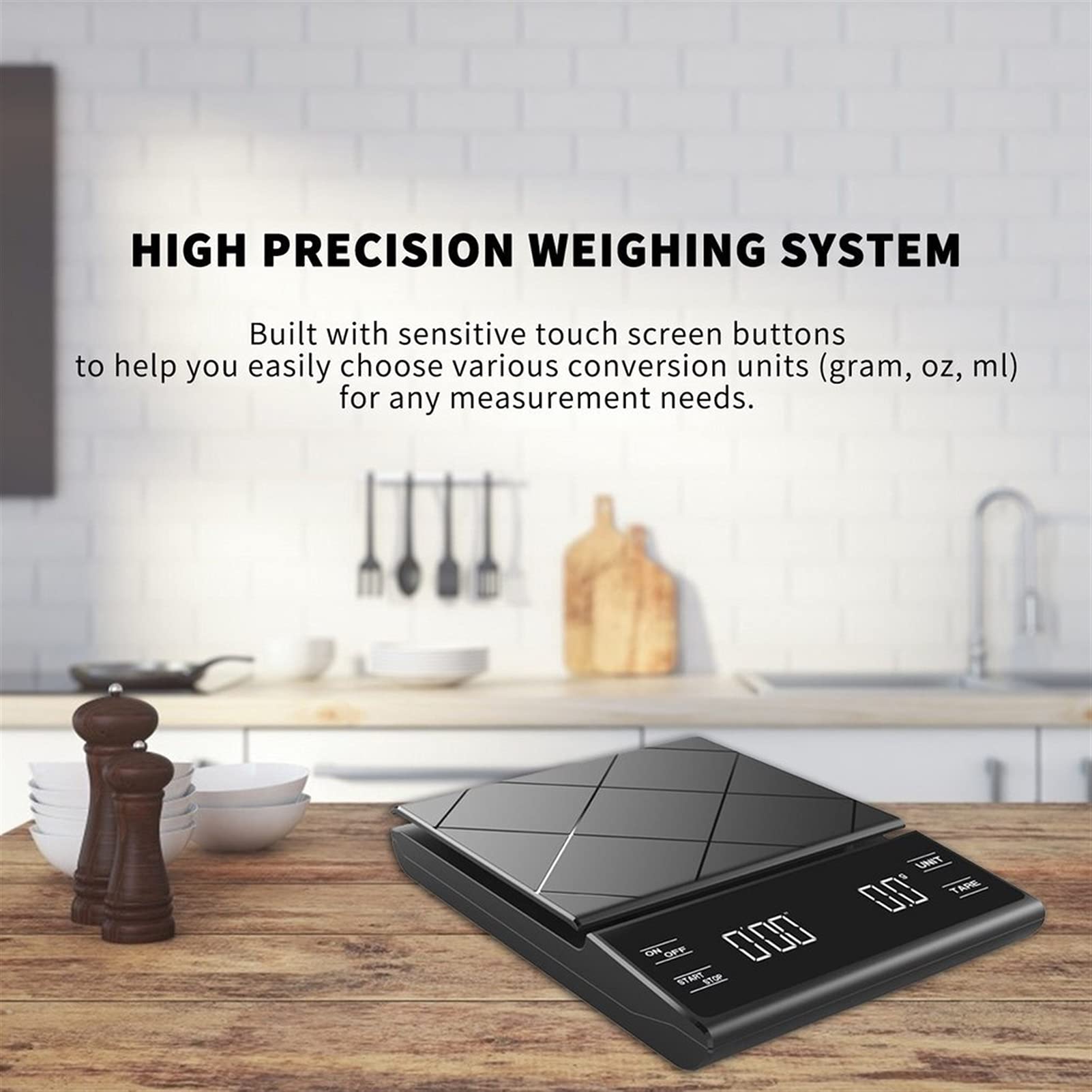 Bilancia Digitale da Cucina Bilancia da cucina elettronica da cucina digitale da 3 kg Bilancia da cucina con timer per la birra manuale versare sopra la gocciolamento del caffè o il caffè espresso Bil