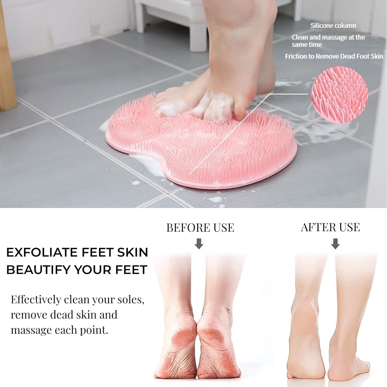 Prostuff.inยฎ Shower Back Massager Scrubber, Shower Foot Massager Scrubber,Non Slip/Suction Cups Silicone Foot Brush Washer Cleaner Massage for Dead Skin Remover Improves Foot Circulation (1) 1
