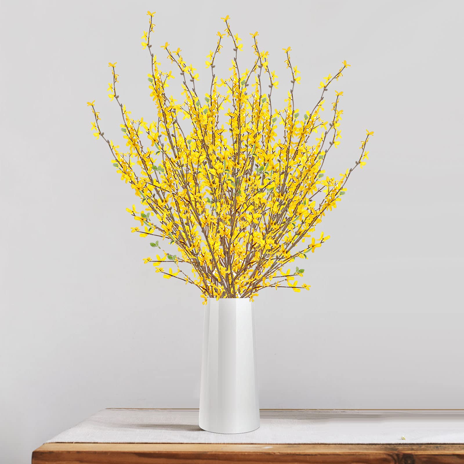 Artificial Forsythia Flower Branches 39 Inch/100 cm Long Faux Yellow Jasmine Artificial Flowers Stems Silk Winter Spring Forsythia Flowers Bouquets for Floral Arrangement Wedding Home Decor