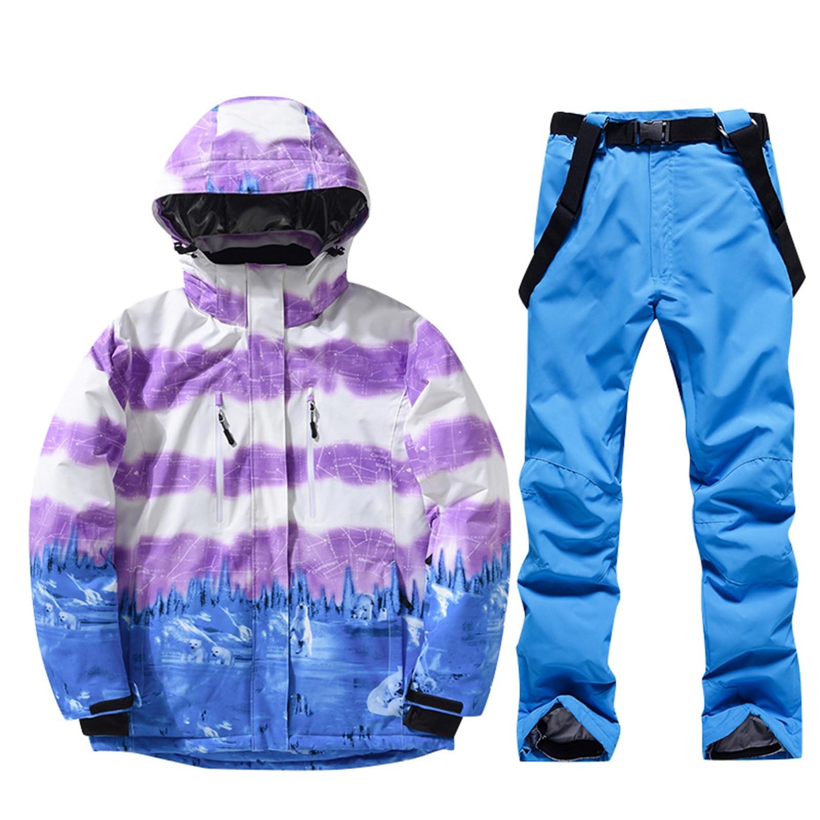 Sunnyuk Tuta da Neve Uomo Salopette Curvy Elegante Completo Intera da Snowboard Tuta da Neve da Sci Taglie Forti Montagna Termico Impermeabili