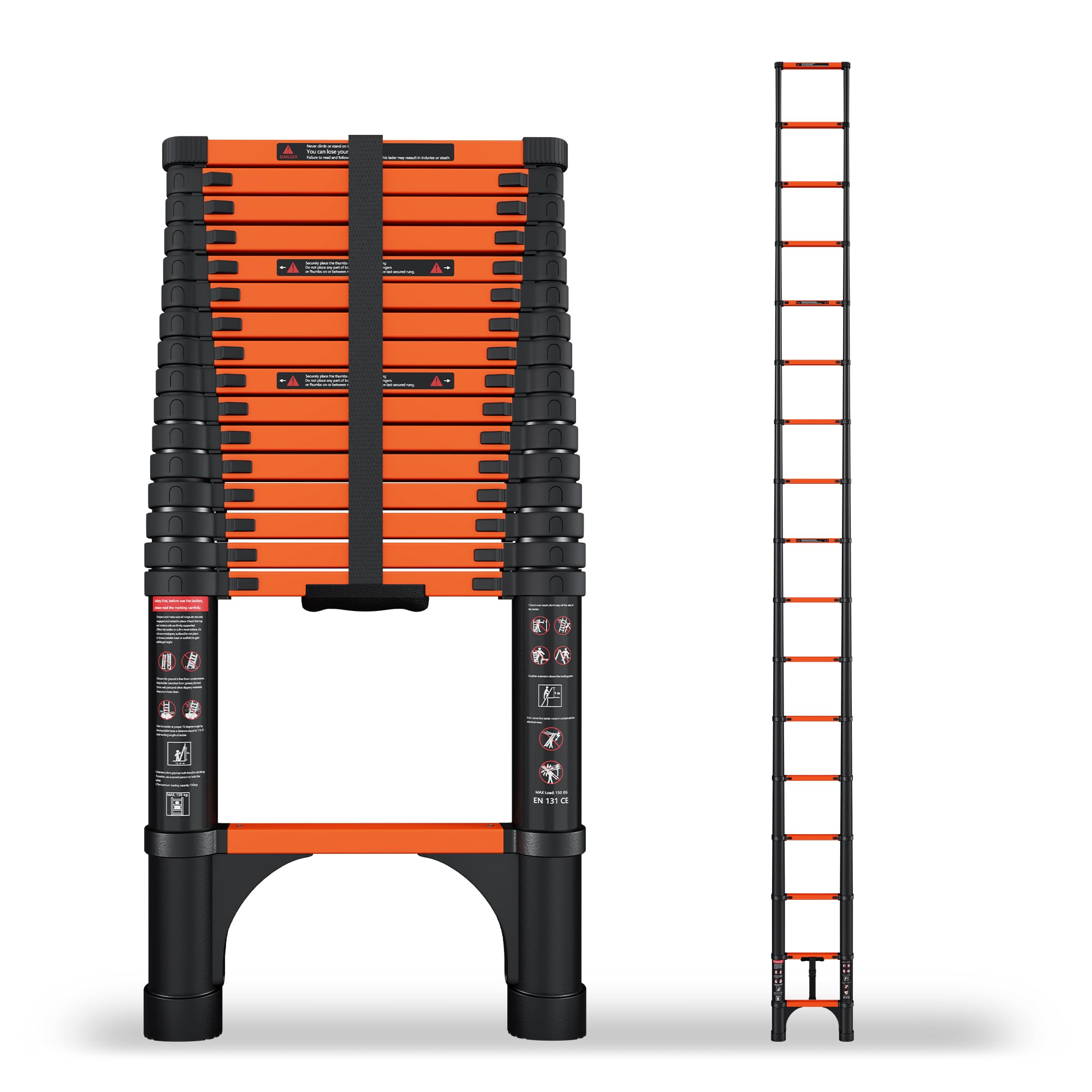 SINMEIRUN 16.5 FT Telescoping Ladder with 11.8" Step Spacing, ANSI Certified, Type IA Heavy Duty, 330lbs Max Capacity, Aluminum Extension Ladder for