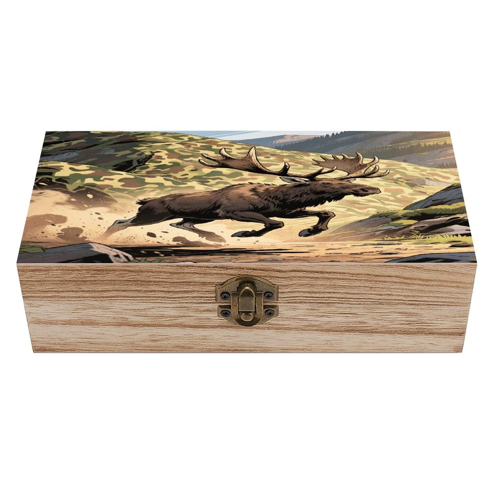 VstaDank Hunting Camo Deer Wooden Storage Box Decorative Jewelry Case with Lids Exquisite Wood Box Letters Gifts Acacia Wood Boxes Fashion Wooden Keepsake Boxes for Men Women