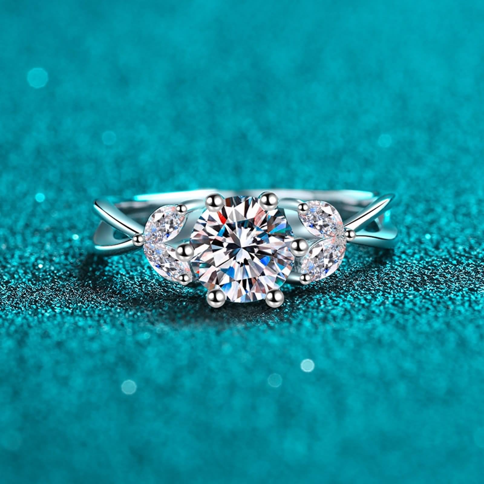 Anillo de dedo para mujer, oro blanco, 925, redondo, flor, regalo para mujer o novia