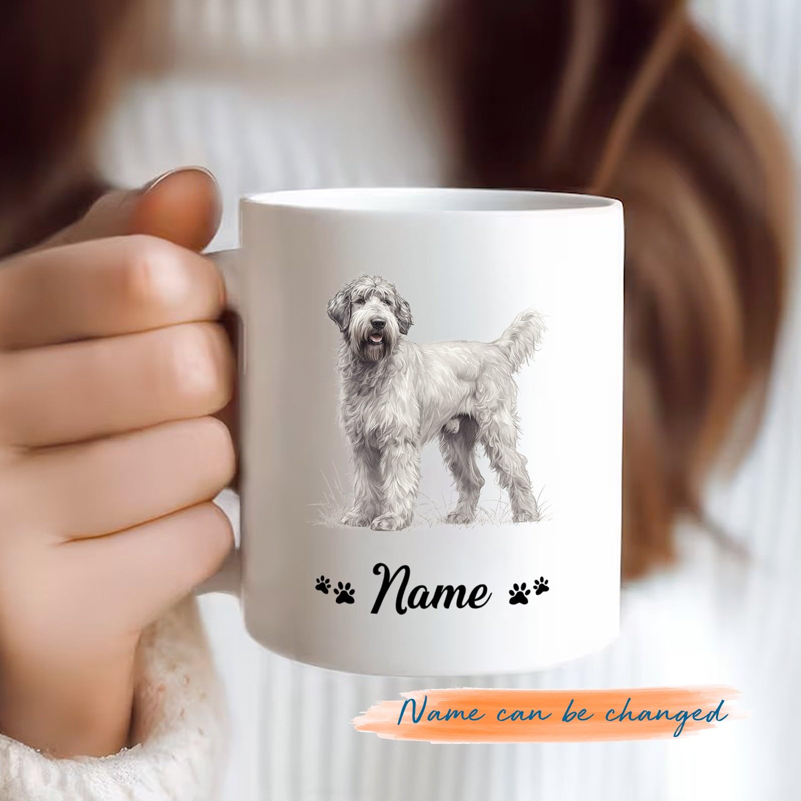 Irish Wolfhound Dog Pencil Draw Cups, Custom Irish Wolfhound Dog Coffee Cup, Personalized Pencil Pet Drawing Porcelain Mug, Irish Wolfhound Dog Lovers Ceramic Mug, White Mug 11oz and 15oz
