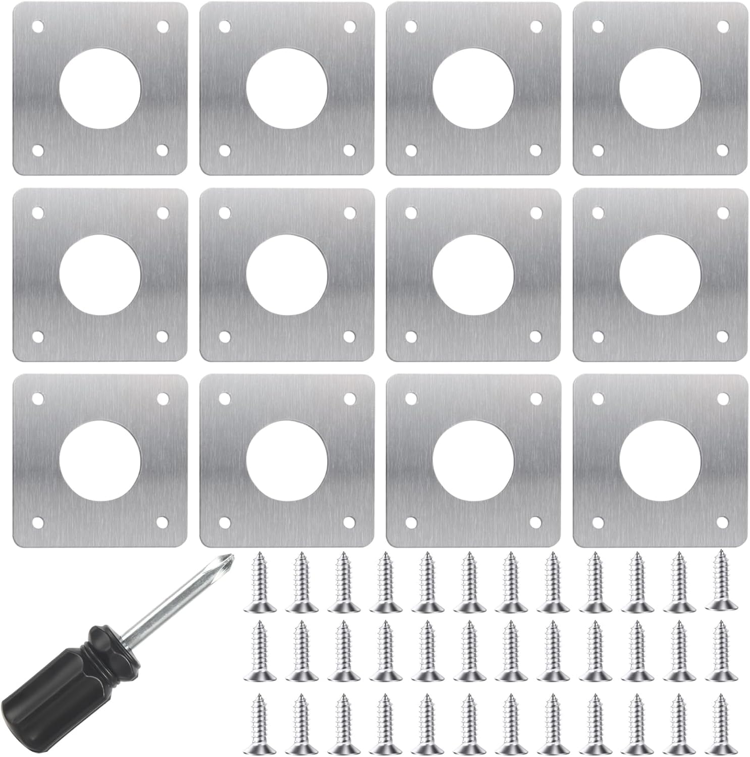 12pcs Bird Nest Box Protection Plates 45mm, Wild Bird Boxes Garden Small Birds Metal Plate, Birdhouses Bird Houses Robin Nest Box Sparrow Nest Box Owl Budgie Swift Stainless Steel Plate (45mm-Square)