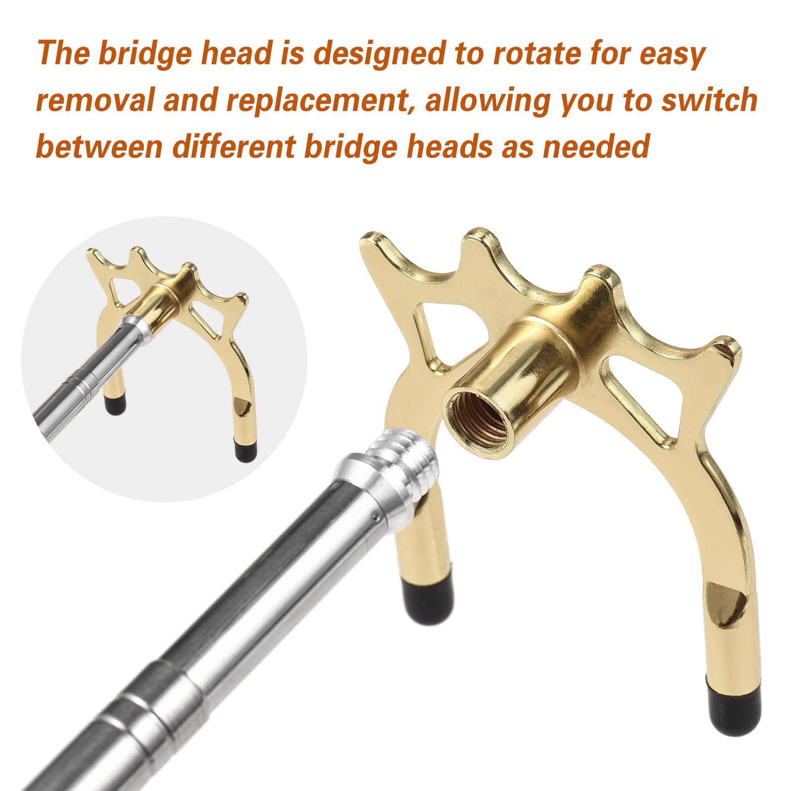 Stecca da Biliardo Retrattile Bridge Stecca da Biliardo Snooker Pool Bridge Stick con 3 Teste di Ponte Rimovibili in Ottone