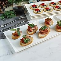 Vista 6 de Sweese Platos de servir blancos, bandejas de porcelana para fiestas, platos rectangulares de 15.5 pulgadas, juego de 4