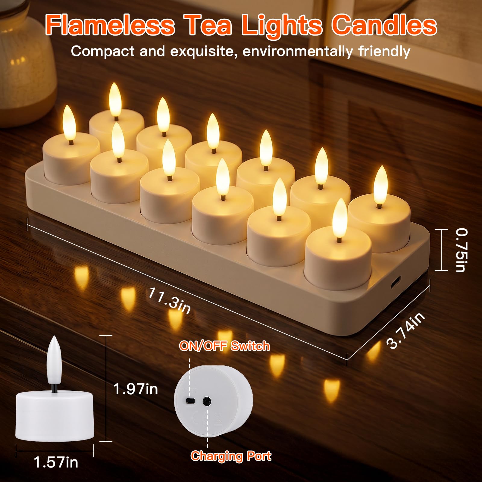 Ketom 12 lumini a LED senza fiamma, funzionamento a batteria, colore bianco