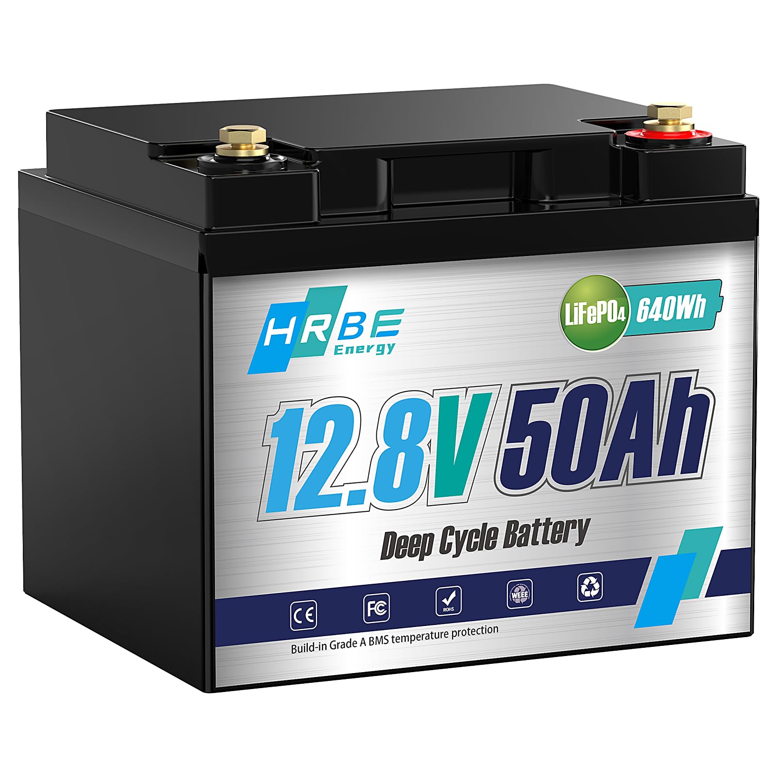 12V 50Ah LiFePO4 Battery Rechargeable Lithium Batteries, 3000+ Cycles Lithium Iron Phosphate Battery, Perfect for RV, Solar System, Trolling Motor, Camping, Marine