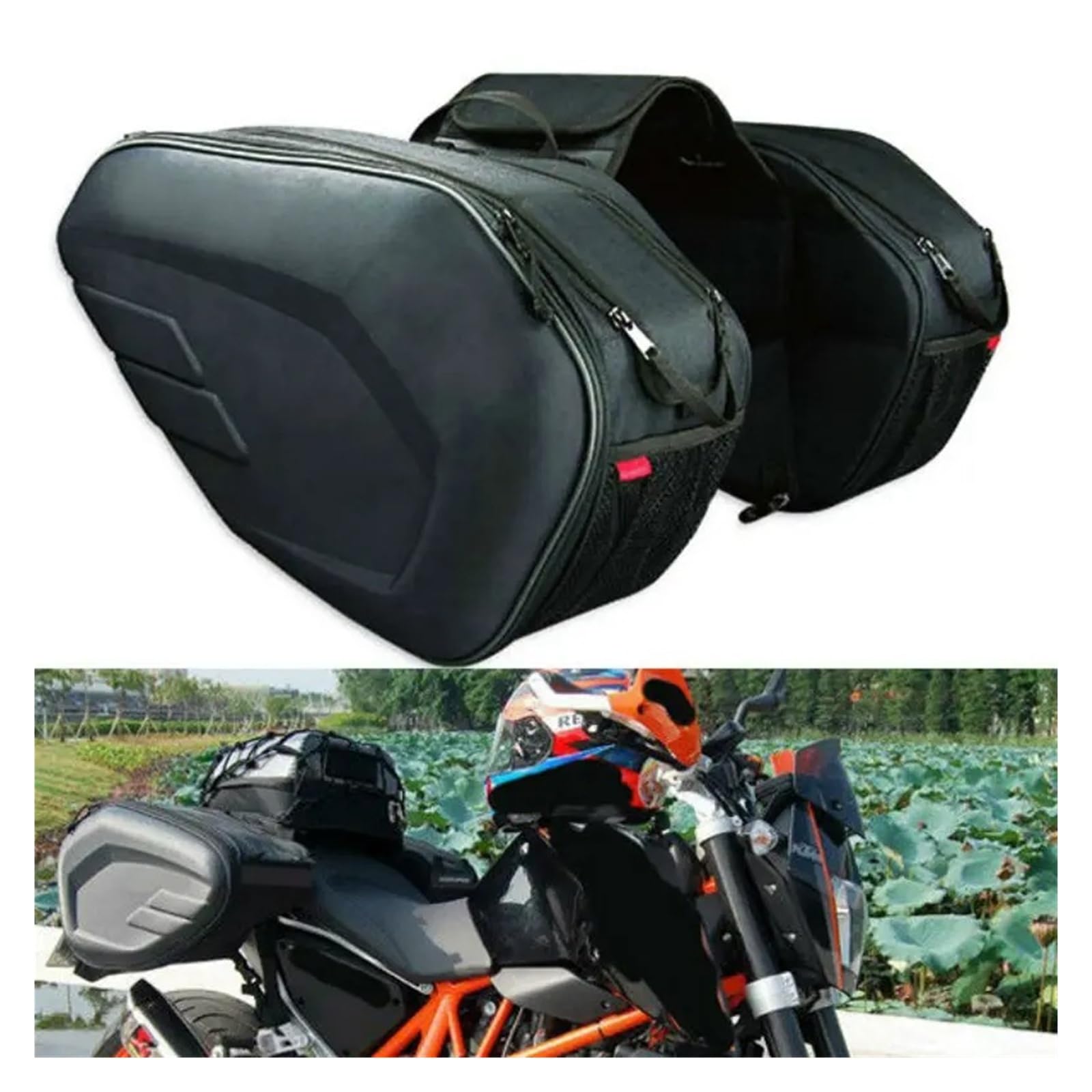 Borsa Per La Sella Della Moto Laterali Impermeabili Per, Laterali Per Casco Posteriori Per Bagagli, Per Serbatoio Carburante(PU and Plate)