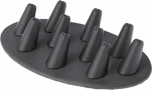 Plymor Pantalla de dedo de anillo de piel sintética gris, diez en base ovalada, 7.5 pulgadas de ancho x 4.5 pulgadas de profundidad x 1 pulgada de