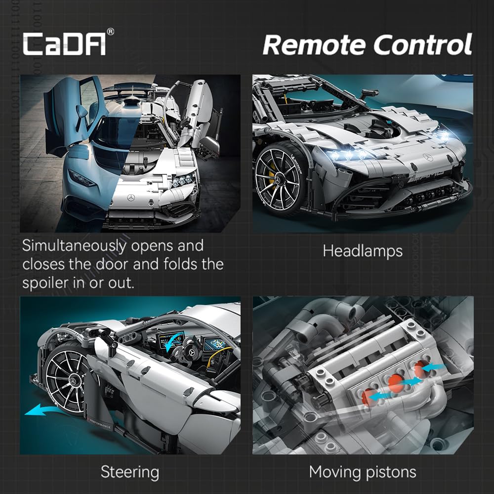 CaDA C61503W Mercedes-AMG ONE Builidng Block Set, 1:8 Mercedes AMG Speed Champion Brick Model with Ejection Start Gameplay, Super Car Collection Toy Sets for Adults (3295PCS)