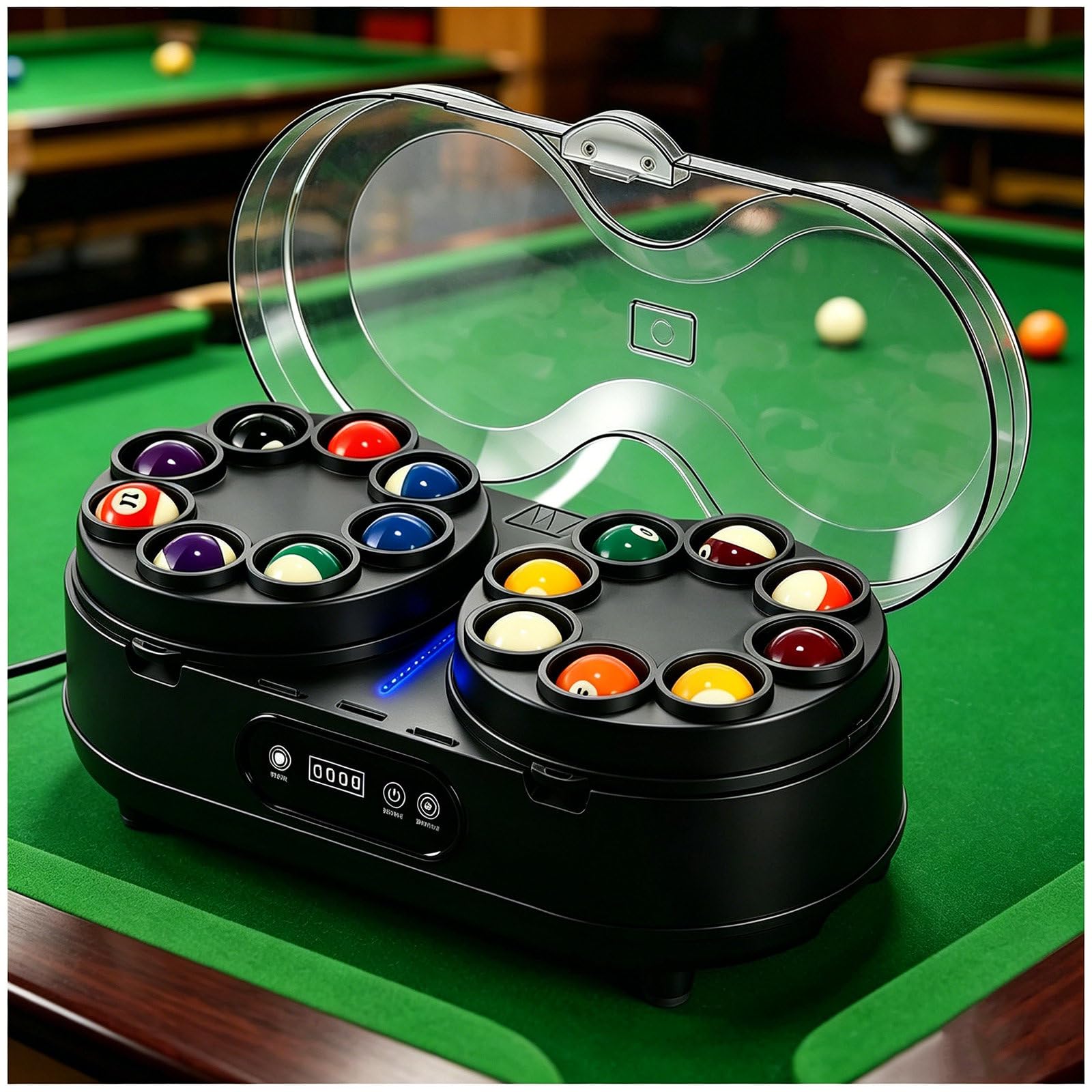 ZEEKYFOR Pool Ball Cleaner Machine Dual Motor Electric Billiard Ball Polisher for Home and Commercial Use Black-57.2mm/2.25"