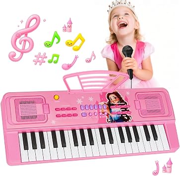 QiquBox ClAVIER Piano Enfant 37 Touches avec Micro et Thème Océan