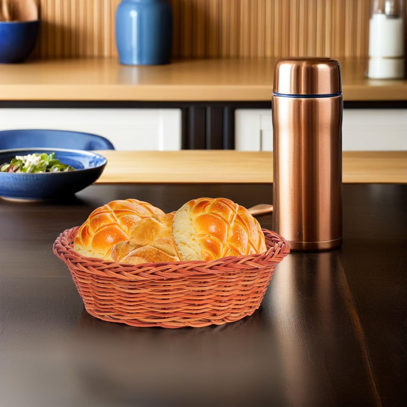SHINEOFI 10 pezzi Cestini Intrecciati in Rattan Piccoli Ovali Contenitori Artigianali per Pane Frutta e Snack con Design Ventilato per Cucina e Casa