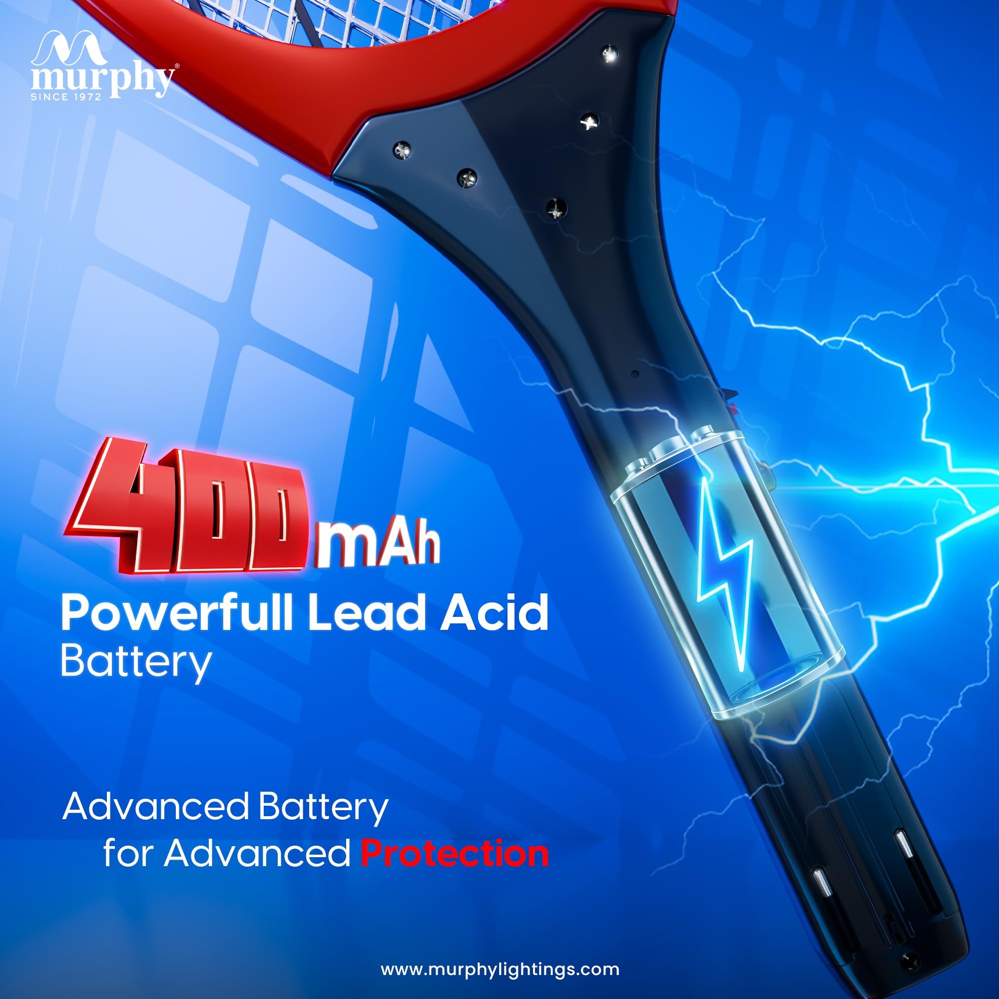 Murphy PowerZap Mosquito Killer Bat | Fast-Charge Rechargeable Electric Racket with LED Light | Instant Kill, Long Battery, 6-Month Warranty | Made in India 2