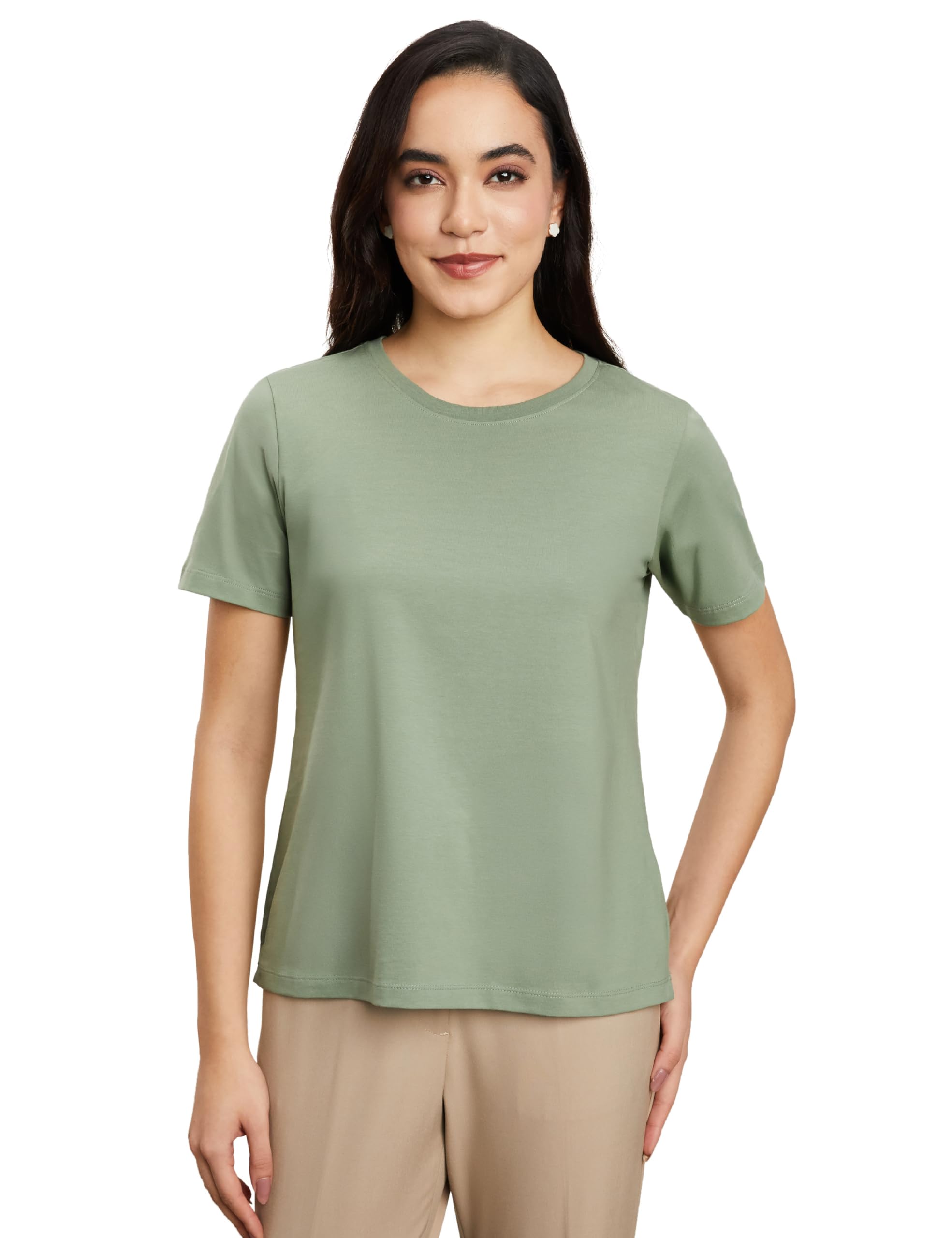 symbol premium Women's Super Soft Cotton Round Neck Solid T-Shirt (Stylish | Regular Fit) (Available in Plus Sizes)-picture-15