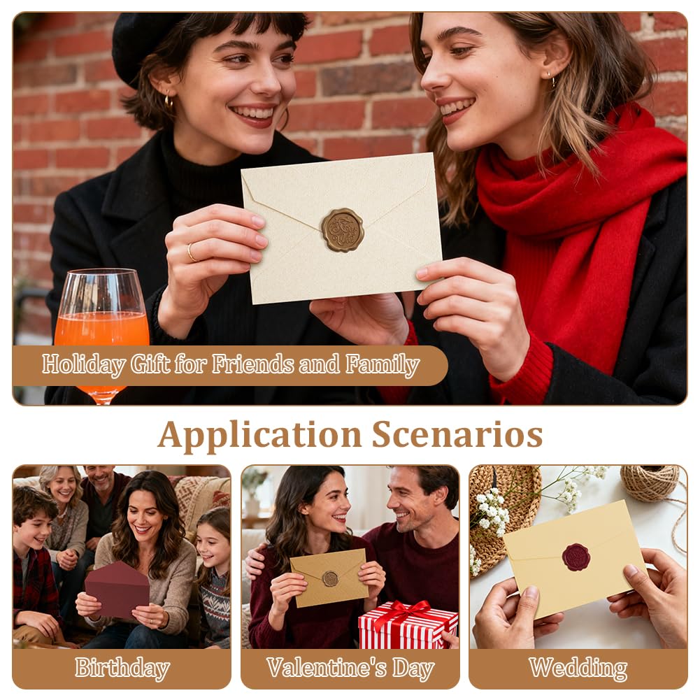 Kit per Scrivere Lettere Antiche 22 Pezzi, Buste Vintage, Carta da Lettere, Sigilli di Cera, Rosso + Bianco