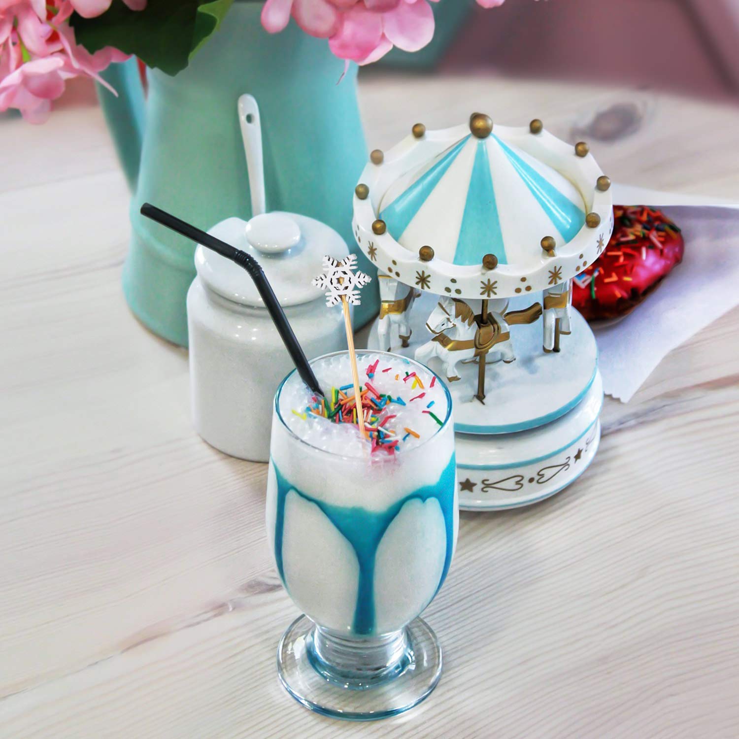 Christmas Cocktail Sticks, KITERI 200 Pcs Sandwich Cocktail Picks Canape Sticks Fruits Bamboo Toothpicks Snowflake Fruit Sticks Food Garnish Skewers For Drinks Appetizers Xmas Party Supplies Favors - View #9