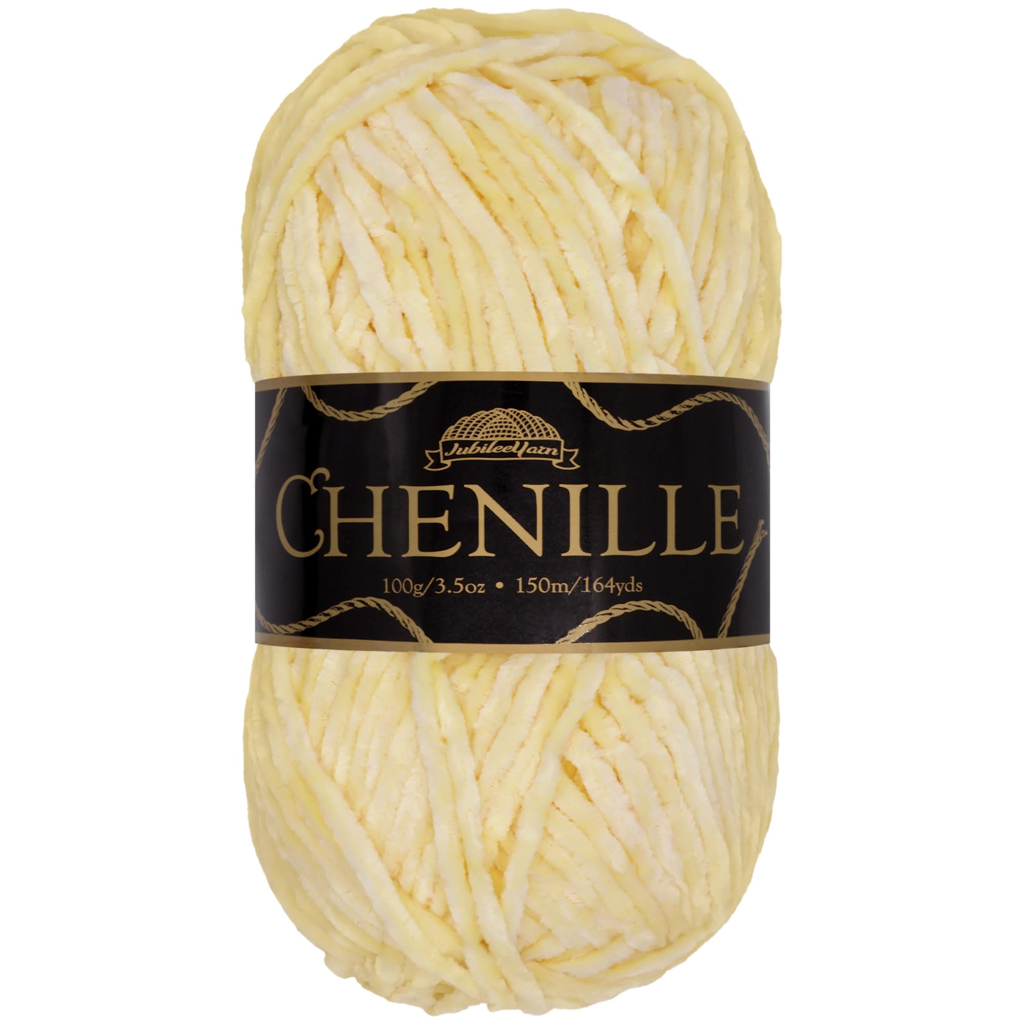 JubileeYarn Chenille Yarn - Worsted Weight - 100g/Skein - Citrine - Cream Velvet - Crochet and Knitting Yarn - 1 Skein