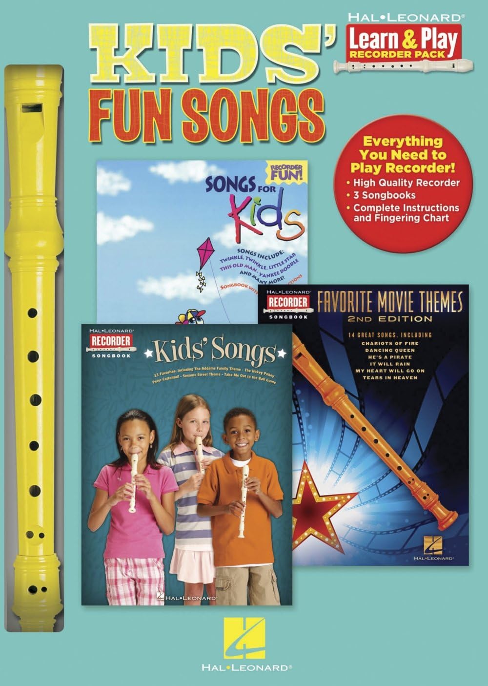 Hal Leonard 102843 Kids Fun Songs with Songs for Kids/Kids Songs/Movie Themes - Learn To Play Recorder Pack : Toys & Games