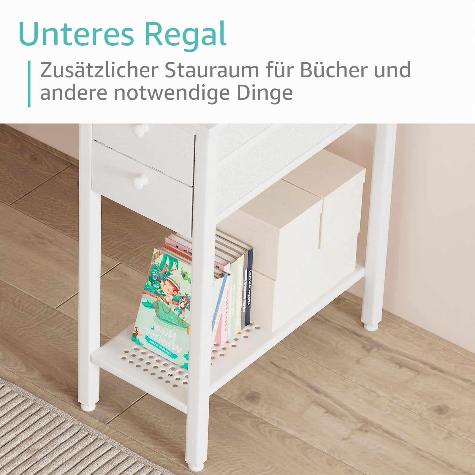 Lufeiya Schreibtisch mit Schubladen Klein Schreibtisch Weiß 100X48cm Computertisch mit Stauraum für Büro Wohnzimmer Schlafzimmer