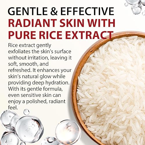 Miniatura 4 de Ampolla exfoliante de arroz negro y arroz blanco peeling Glow 3.4 fl oz, 2 piezas de suero facial de arroz blanco y negro, exfoliante suave para