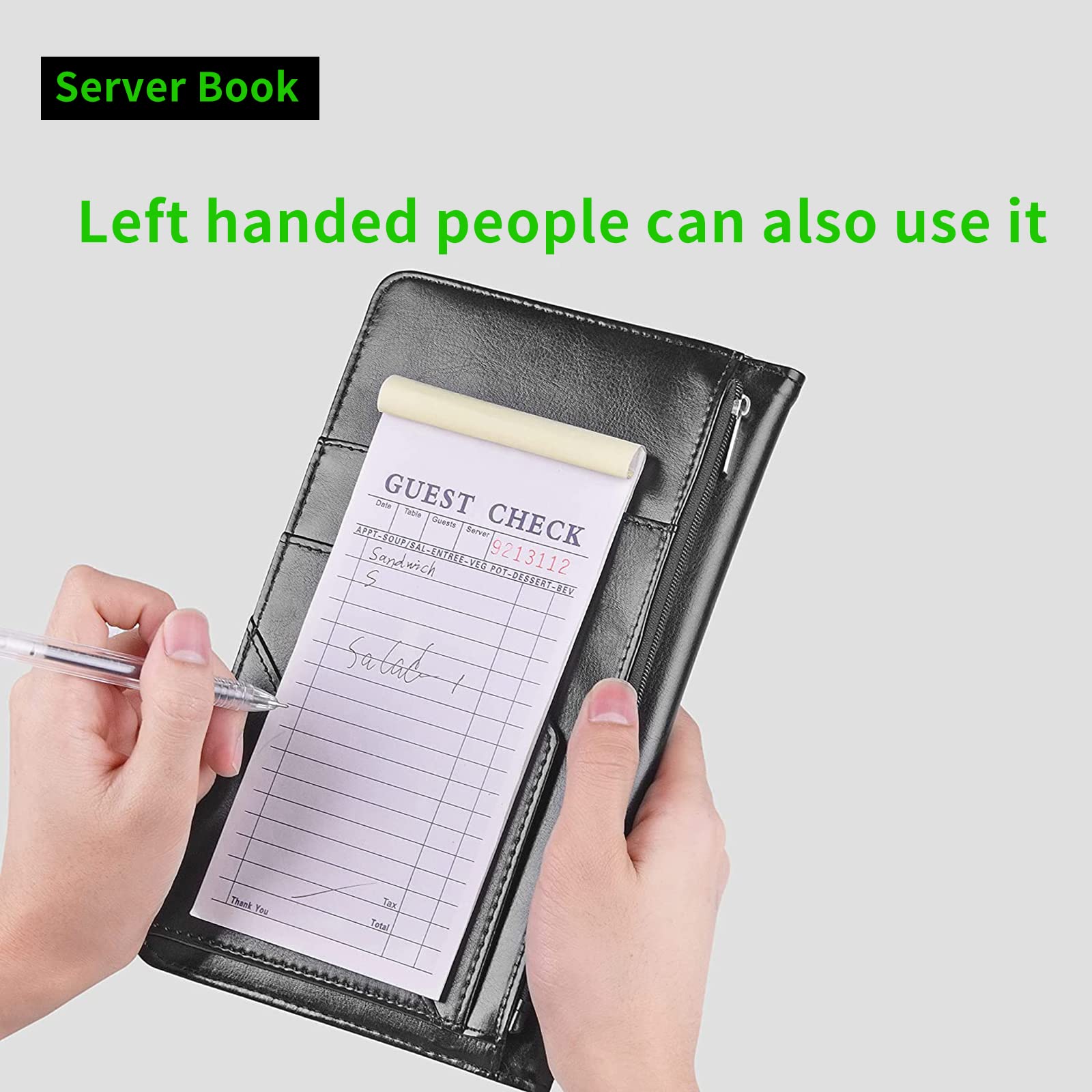 Buy B BOZHUORUI Server Books For Waitress, With 7 Large Pockets, Guest Book Note PadCash Check - View #13