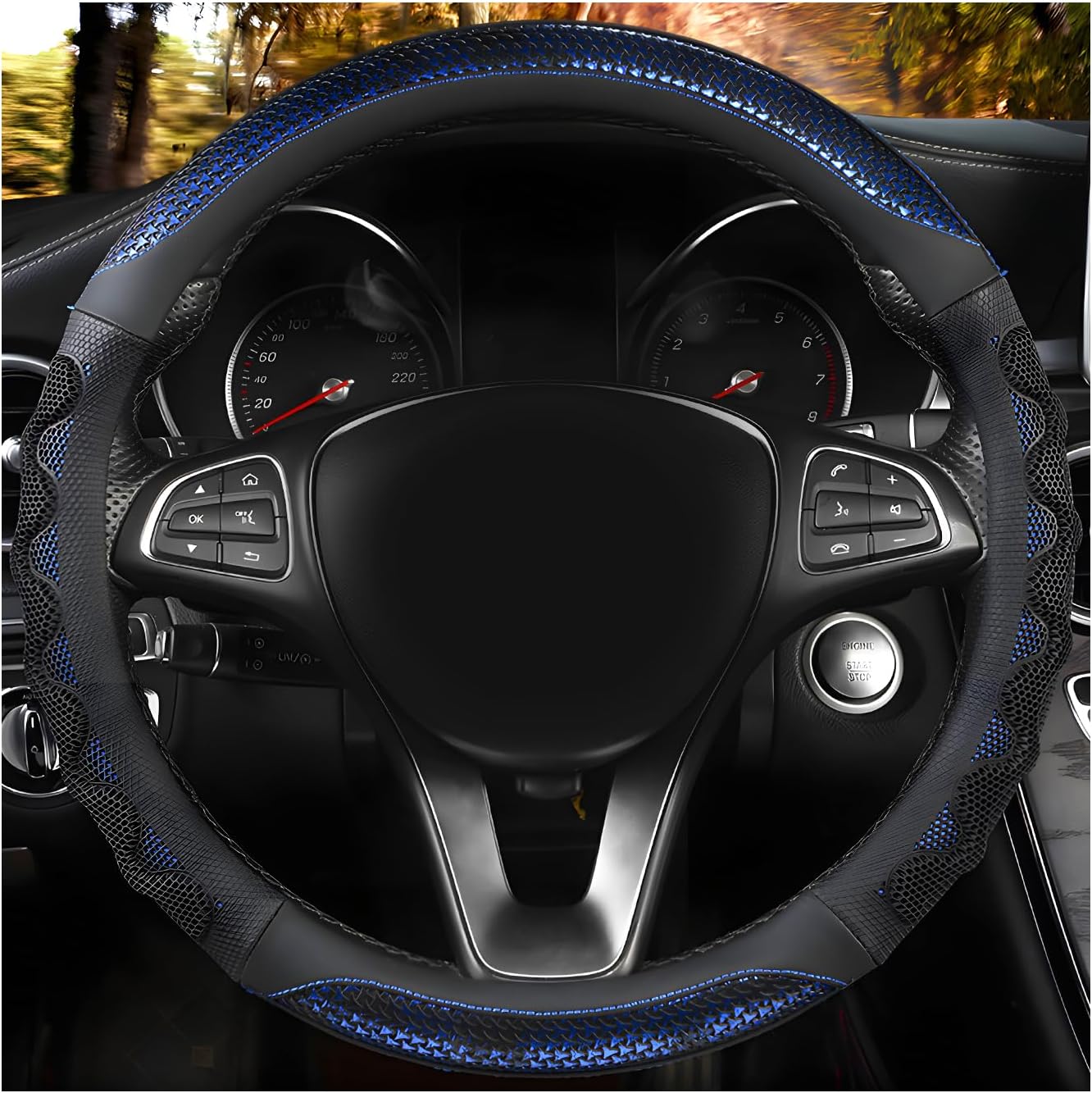 Car Steering Wheel Cover, 15 Inch Anti-Slip Steering Wheel Cover Protector with 3D Honeycomb Design, Universal Steering Wheel Covers for Cars Truck SUV, Car Accessories (Red)