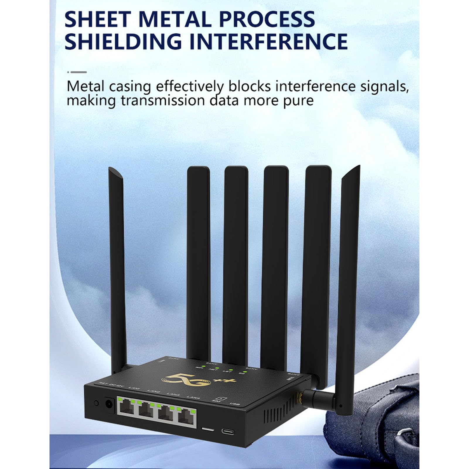 Router WiFi 6 5G con Slot per Scheda SIM, 6 Antenne Ad Alto Guadagno Router Internet Wireless Gigabit Dual Band per Casa, Supporto 4G LTE e Rete Mesh