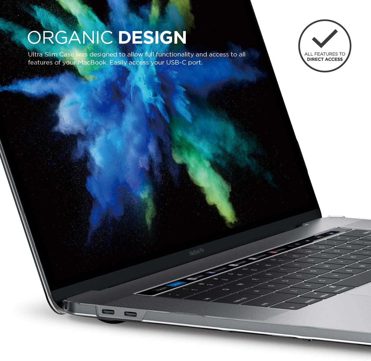 elago Ultra Slim Hard Case Compatible with MacBook Pro 15-inch with Touch Bar [A1990 / A1707][Version 2019/2018/2017/2016][Clear] - Full Protection, Access to All Features