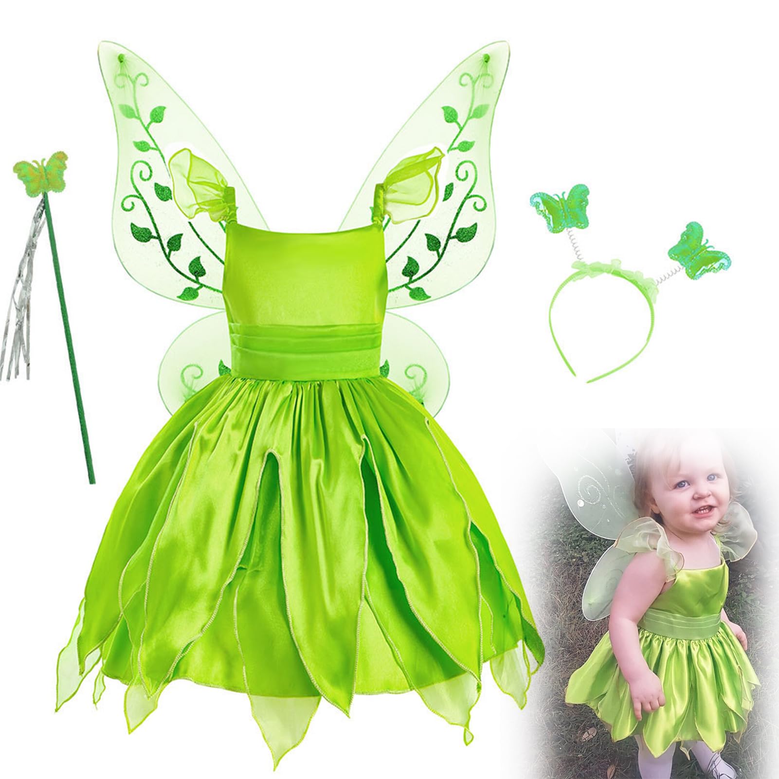 妖精　仮装 ハロウィン衣装 仮装 子供 フェアリーガール 妖精 女の子 5点セット コスチューム 精霊 お花の妖精 蝶の翼 発表会 舞台 ダンス 衣装 妖精  コスプレ プレゼント なりきり お遊戯会 子どもドレス プリンセス クリスマス 発表会 つらく 学園祭 文化祭