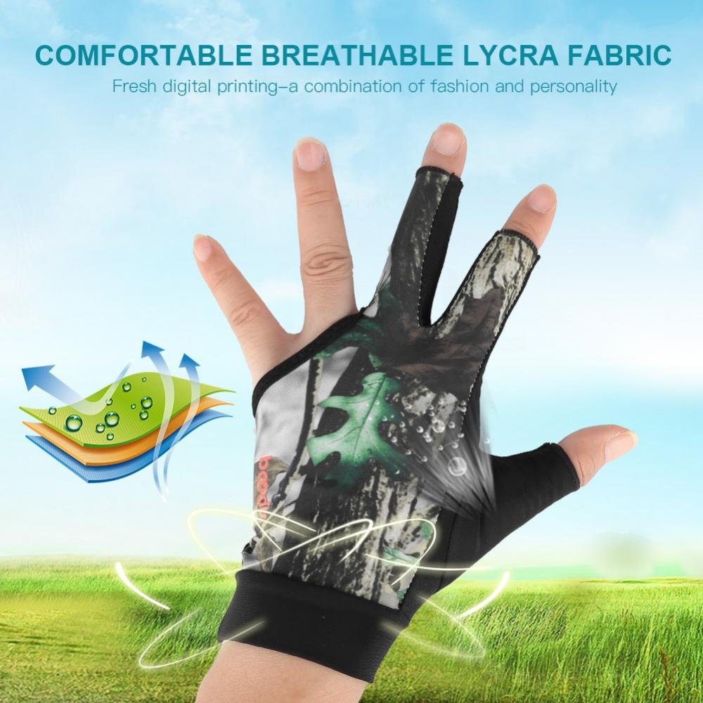 Tbest Left Hand Pool Glove - Green, Camouflage, 3 Finger Snooker Cue Glove for Men & Women - Image 3