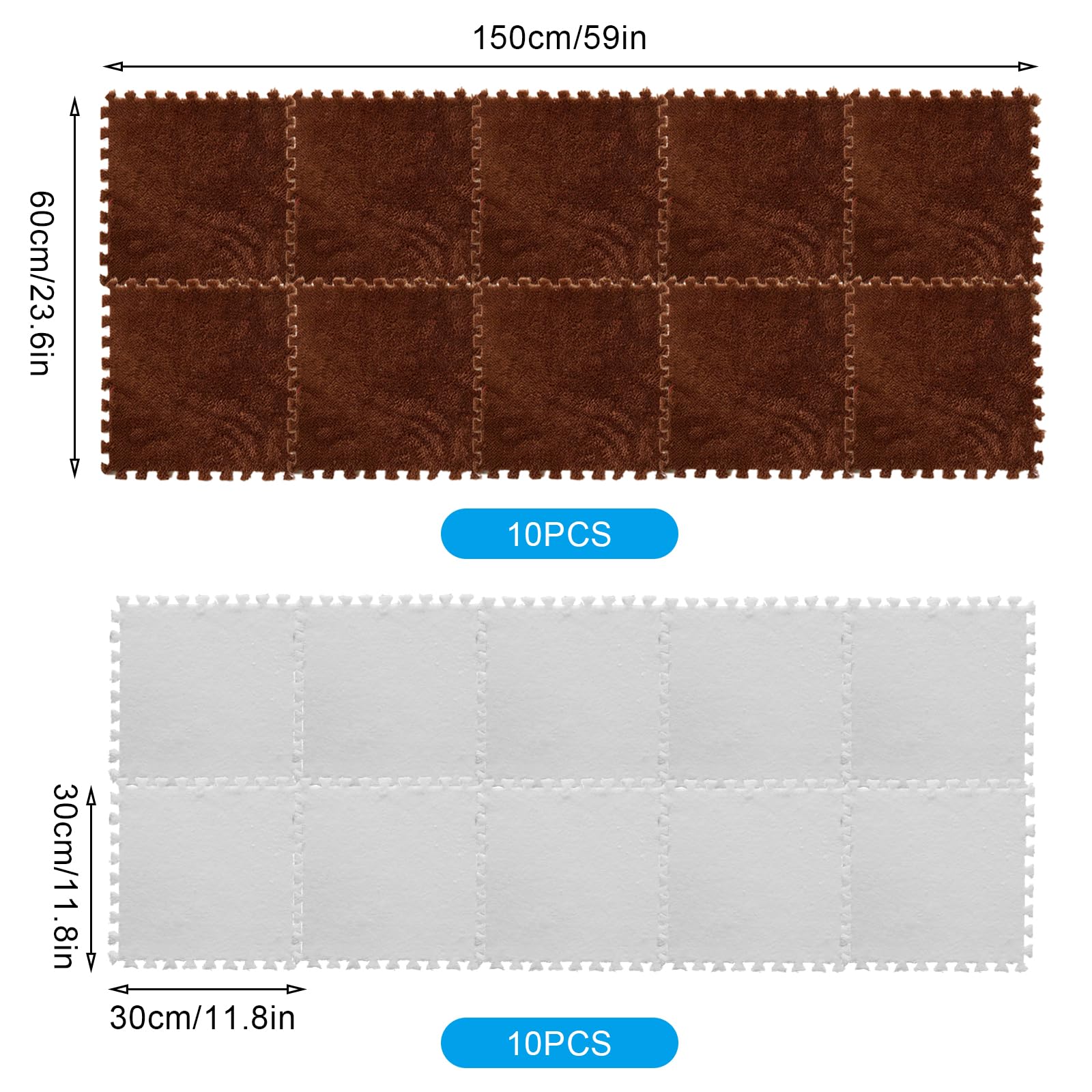 Lot 10 Dalles Puzzle Mousse EVA 30x30cm - Épaisseur 35mm, Antidérapant, Tapis De Jeu Bébé Modulable