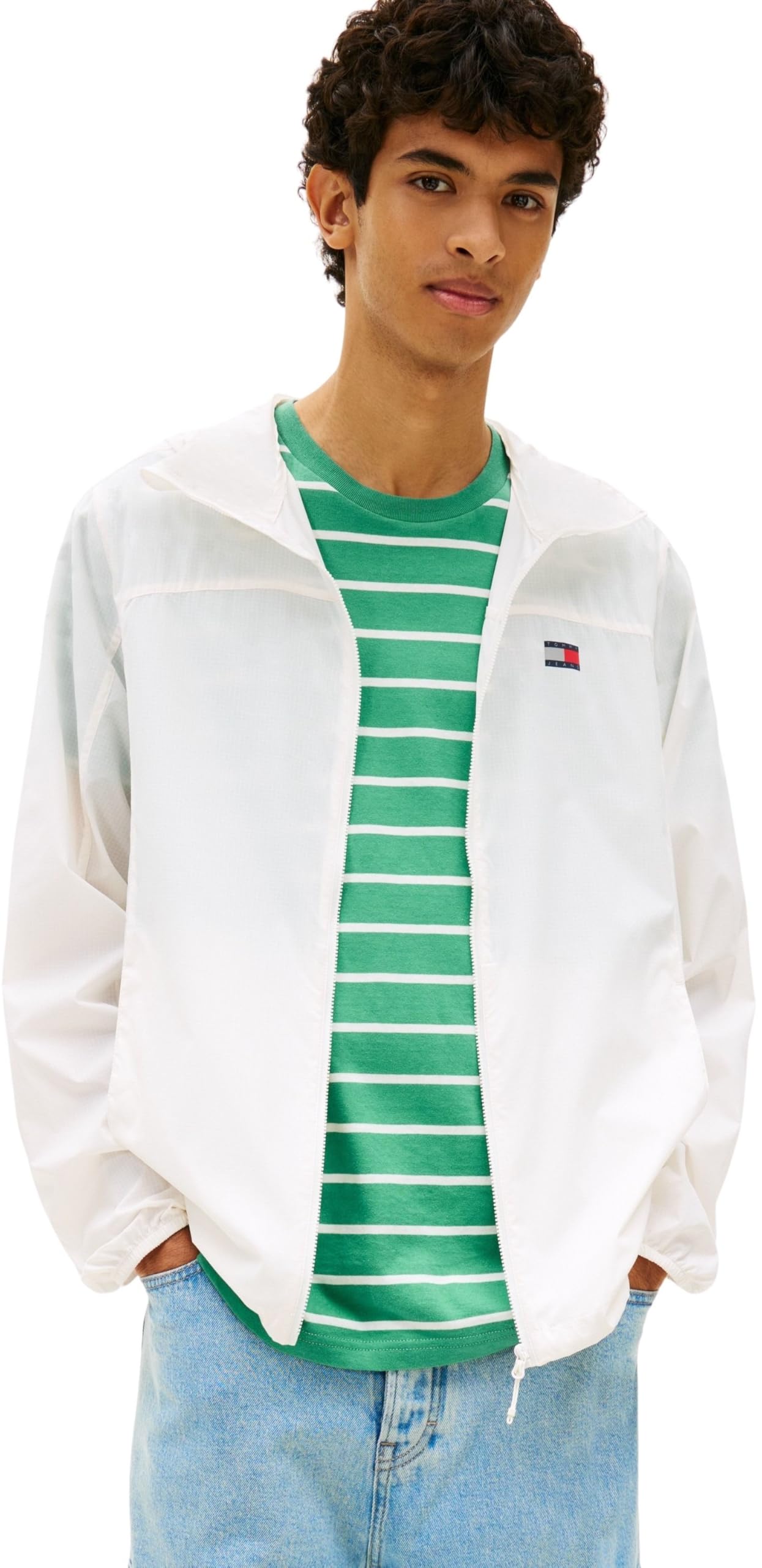 Tommy Jeans Men's TJM Outdoor Shell Jacket Ext DM0DM23112 Windbreaker, White (Ecru), L