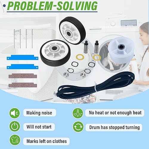 Miniatura 2 de Kit de reparación de secadora de repuesto para piezas de secador - 12001541 303373K Kit de rodillos de tambor para secadora, kit de rodamientos de
