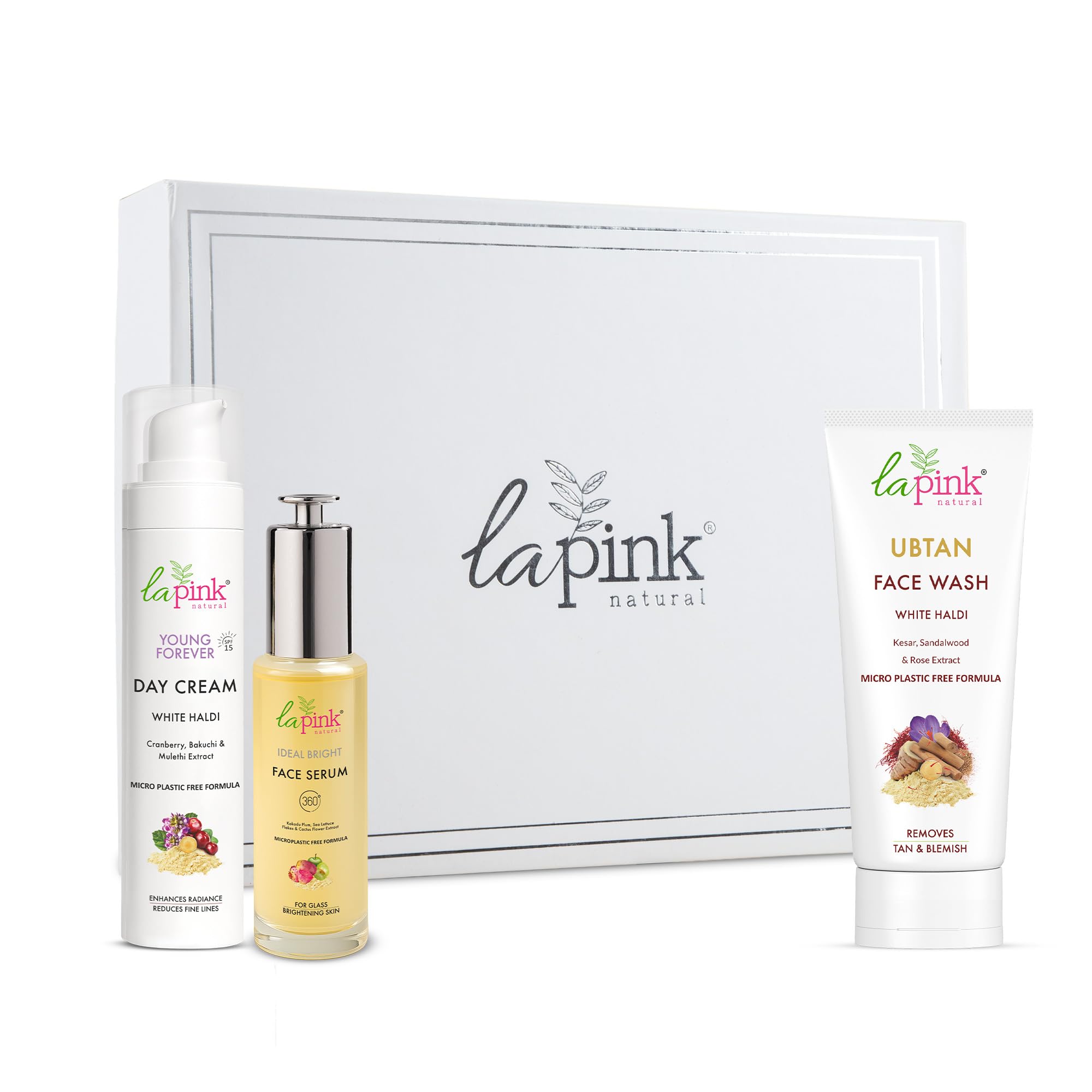 La Pink Complete Skin Brightening Beauty Gift Box | Face Wash, Serum & Day Cream | Evens Skin Tone, Reduces Blemishes & Promotes Soft & Radiant Skin | 100% Microplastic Free Formula (Set of 3)-image-37