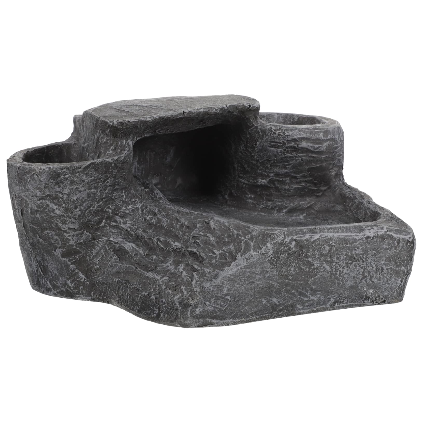 PATKAW Fish Tank Hideout Turtle Tank Climbing and Sunning Light Grey Resin Climbing Turtle Hole Tortoise Climbing Platform