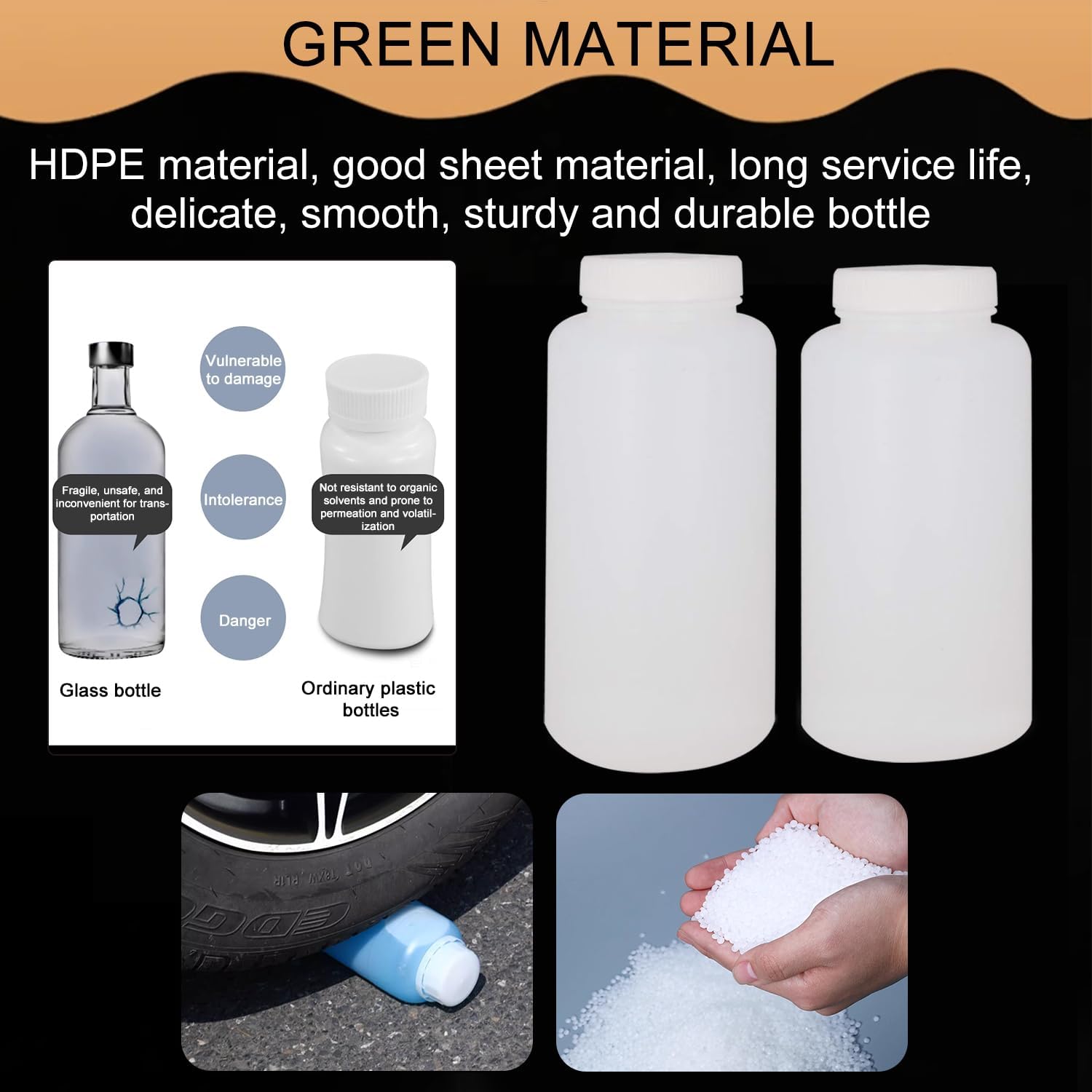 10Pcs 33.82oz/1000ml Plastic Bottles, Lab Cylindrical Chemical Reagent Bottle, Wide Mouth Laboratory Reagent Polyethylene Bottle Sample Sealing Liquid Storage Container for Food Store Translucent