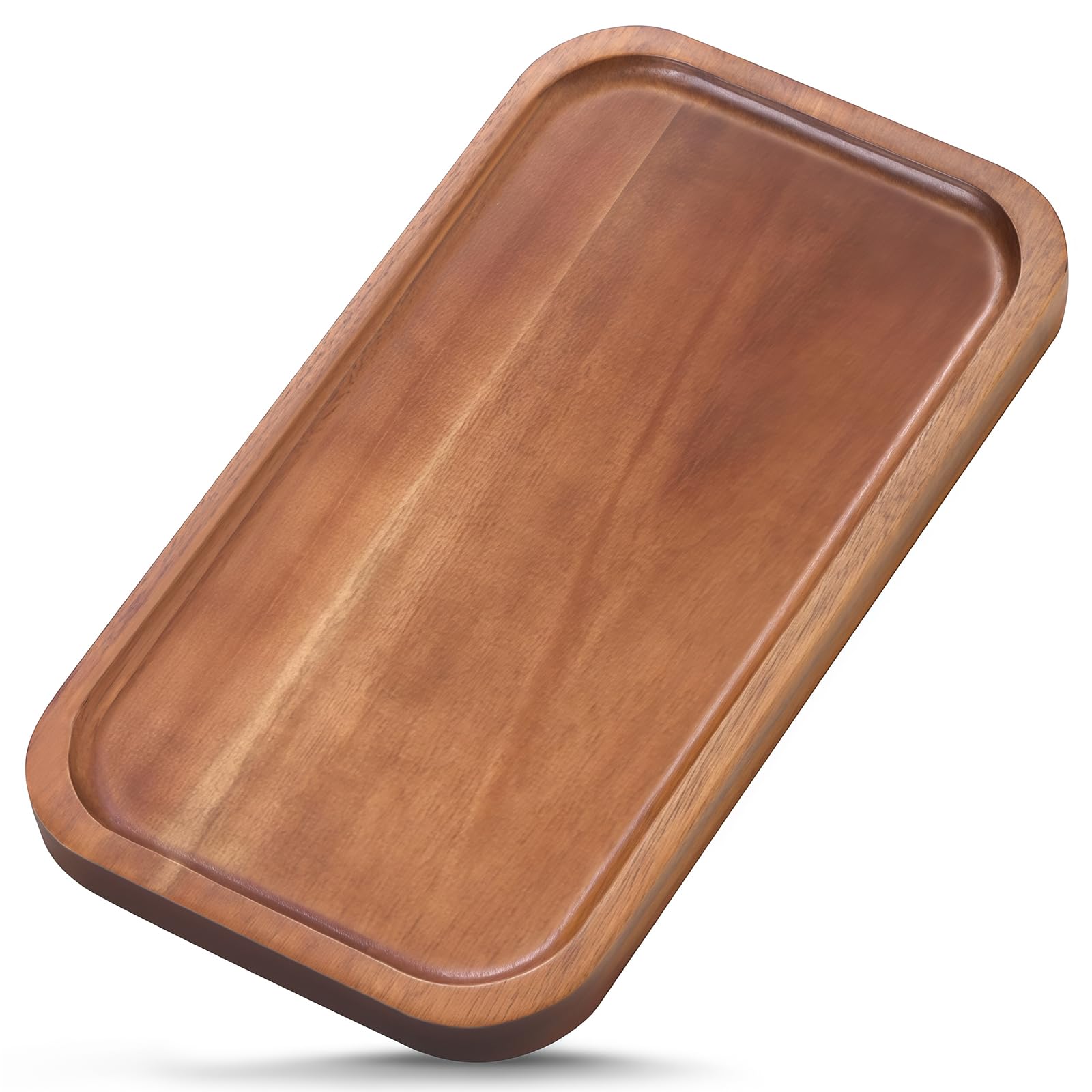 Solid Acacia Wood Serving Trays and Platters - Wooden Mini Charcuterie Boards, Rectangle Small Cheese Board for Food, Bathroom, Home Decor, Kitchen Counter, (10"x5.5", 1 Pack)
