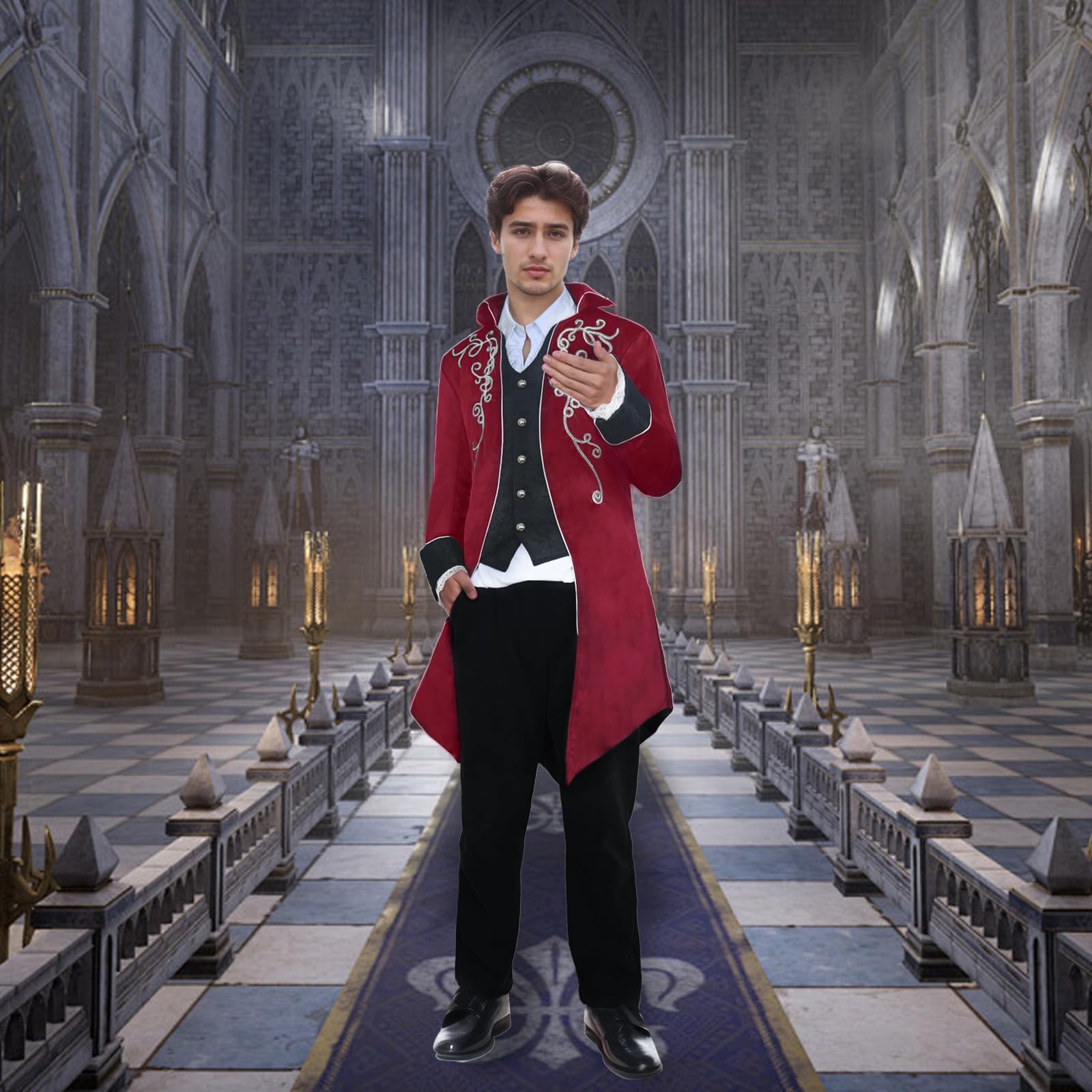 Giacca da uomo medievale steampunk frack cappotto gotico cortile vittoriano ricamo cappotto rinascimentale retrò festa vampiro cosplay costumi per adulti