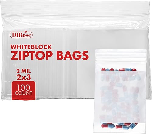 Dirose Bolsas de polietileno con cierre de cremallera, 2 x 3 pulgadas (100 unidades), 2 mil, bolsas de plástico resellables con cremallera, bolsas