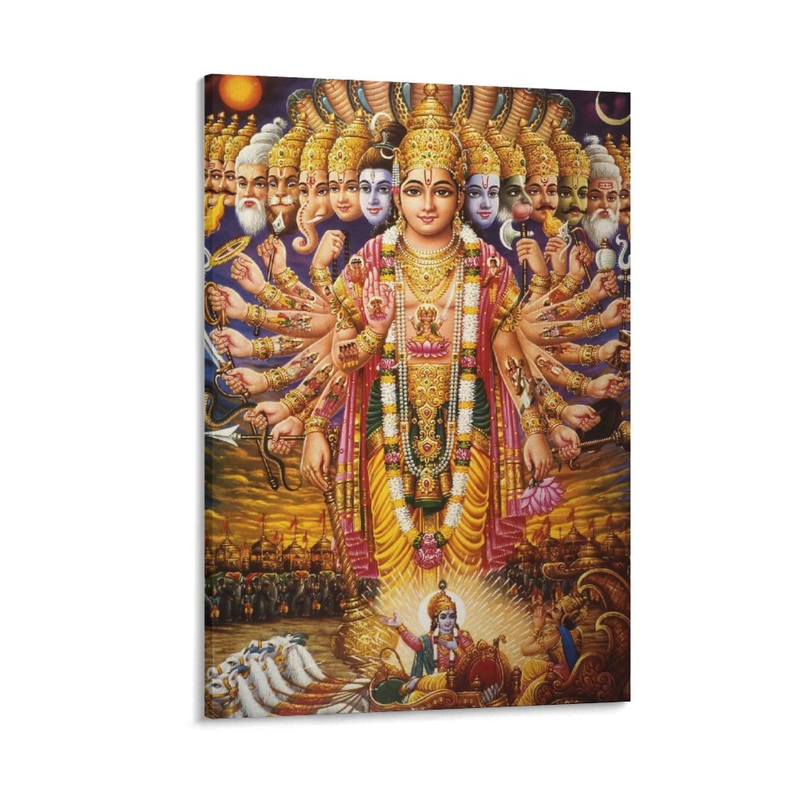 Qingyuan Frame-Style Lord Vishnu Hinduism Poster Indian Gods Religious Ritual Culture Canvas Wall Art Picture Print Modern Family Bedroom Decor Posters 24X36inch(60X90cm)